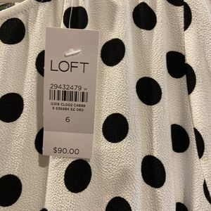 Loft white dress with black polka dots